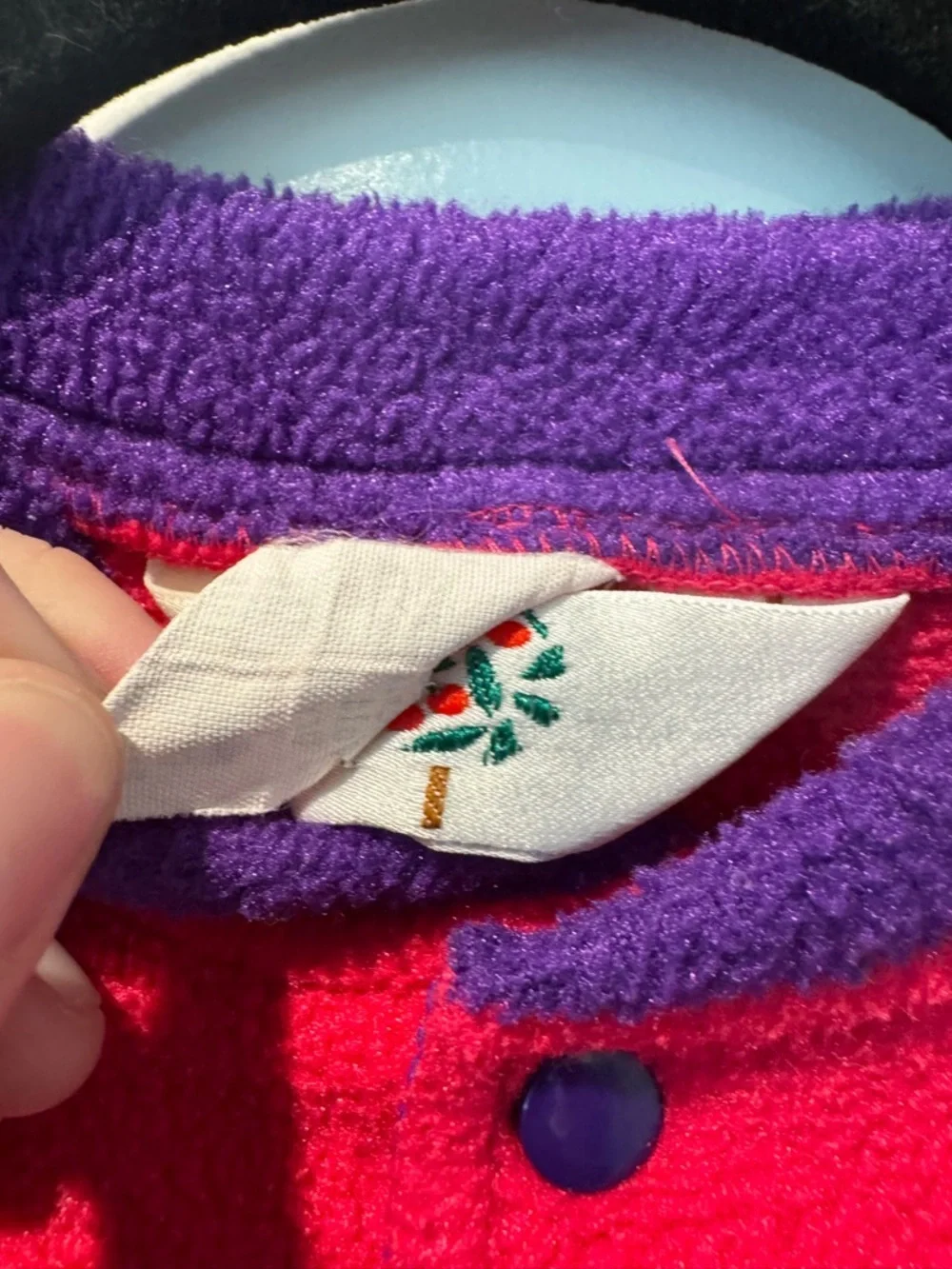 Vintage 80s Colorblock Fleece One Piece Pink & Purple Infant Size 6-12 Months
